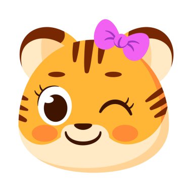 İzole edilmiş şirin kaplan avatar karakteri Vektör illüstrasyonu