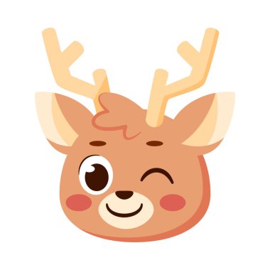 İzole edilmiş şirin ren geyiği avatar karakter Vektör illüstrasyonu