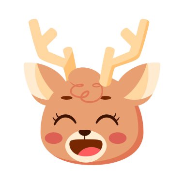 İzole edilmiş şirin ren geyiği avatar karakter Vektör illüstrasyonu