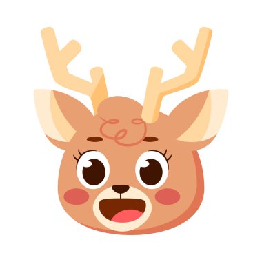 İzole edilmiş şirin ren geyiği avatar karakter Vektör illüstrasyonu