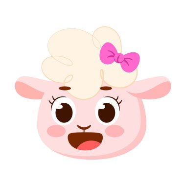 İzole edilmiş şirin koyun avatarı karakter Vektör illüstrasyonu