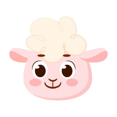 İzole edilmiş şirin koyun avatarı karakter Vektör illüstrasyonu