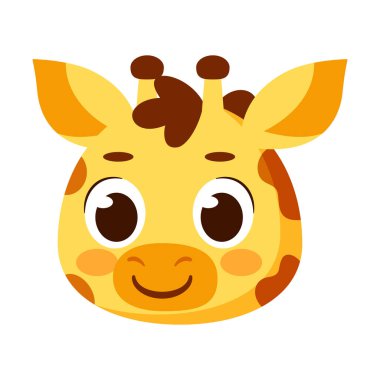 İzole edilmiş şirin zürafa avatar karakter Vektör illüstrasyonu