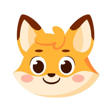 İzole edilmiş şirin tilki avatar karakter Vektör illüstrasyonu