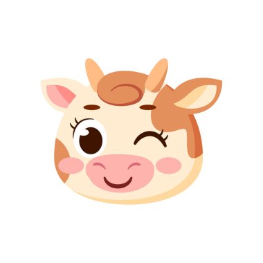 İzole edilmiş mutlu inek avatar karakter Vektör illüstrasyonu
