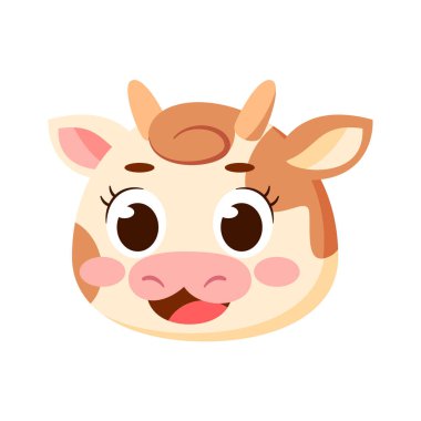İzole edilmiş mutlu inek avatar karakter Vektör illüstrasyonu