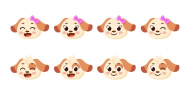 Sevimli mutlu köpek avatar karakterleri Vektör illüstrasyonu