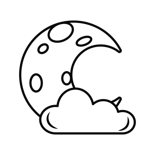 Księżyc Chmura Odizolowany Straszny Księżyc Chmurą Ilustracja Wektora — Wektor stockowy