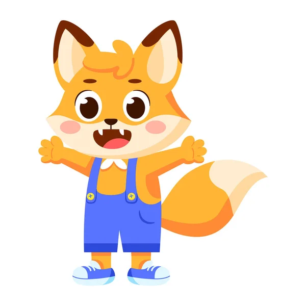 Μεμονωμένη Ευτυχισμένη Αρσενική Αλεπού Χαρακτήρα Διανυσματική Απεικόνιση — Διανυσματικό Αρχείο