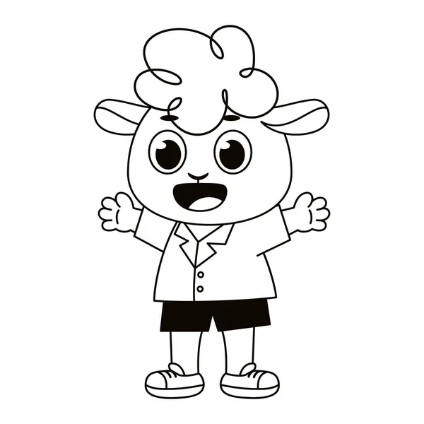 Isolated Happy Male Sheep Character Vector Illustration — Stock Vector