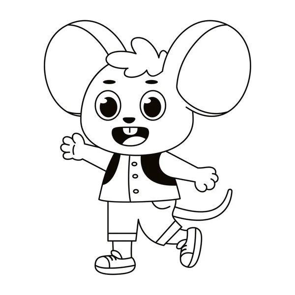 Isolato Felice Maschio Mouse Personaggio Vettoriale Illustrazione — Vettoriale Stock