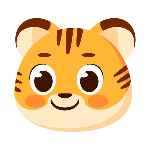 Elszigetelt Aranyos Tigris Avatar Karakter Vektor Illusztráció — Stock Vector