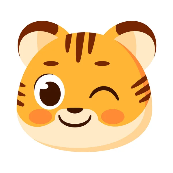Elszigetelt Aranyos Tigris Avatar Karakter Vektor Illusztráció — Stock Vector