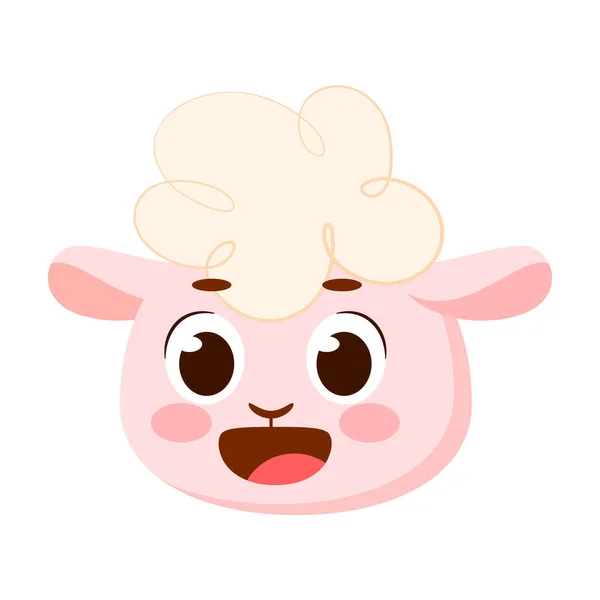 Ilustrasi Vektor Karakter Avatar Domba Imut Yang Terisolasi - Stok Vektor