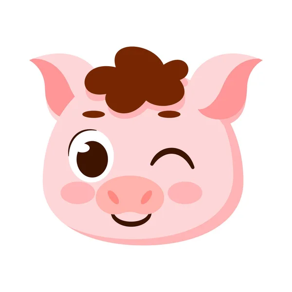 Izolat Drăguț Porc Avatar Personaj Vector Ilustrație — Vector de stoc