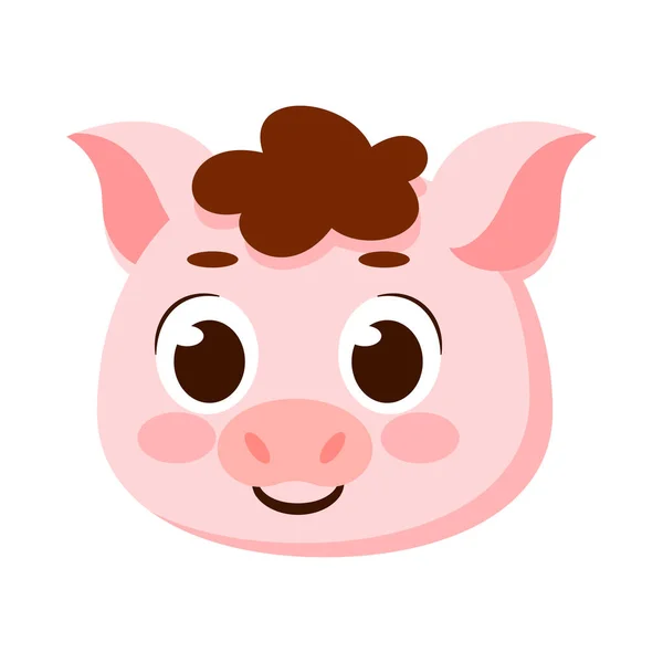 Izolat Drăguț Porc Avatar Personaj Vector Ilustrație — Vector de stoc