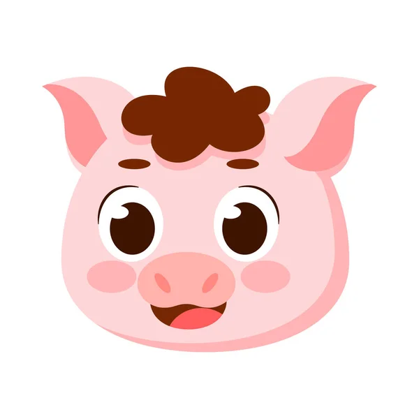 孤立したかわいい豚のアバターキャラクターベクトルイラスト — ストックベクタ