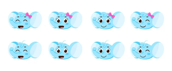 Set Simpatici Personaggi Avatar Elefante Felice Illustrazione Vettoriale — Vettoriale Stock