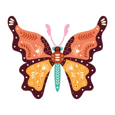 İzole edilmiş nötr renkli kelebek desenli Vektör çizimi