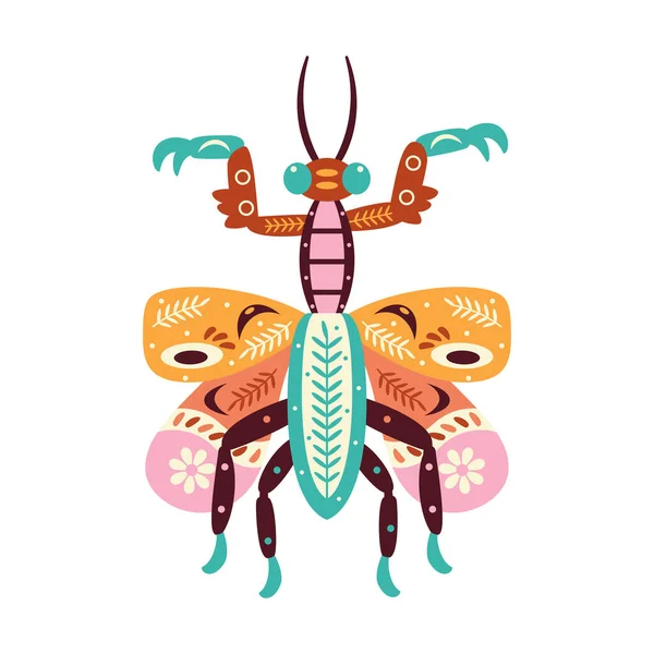 Bug Cricket Couleur Neutre Isolé Avec Motifs Illustration Vectorielle — Image vectorielle