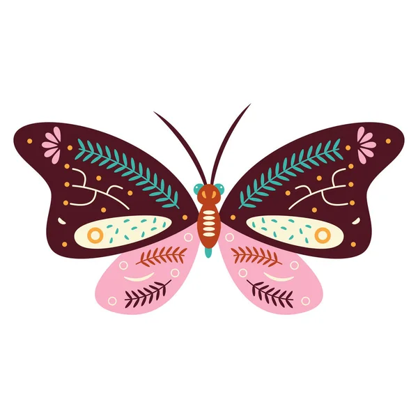 Isolierter Neutraler Farbiger Schmetterling Mit Mustern Vektor Illustration — Stockvektor