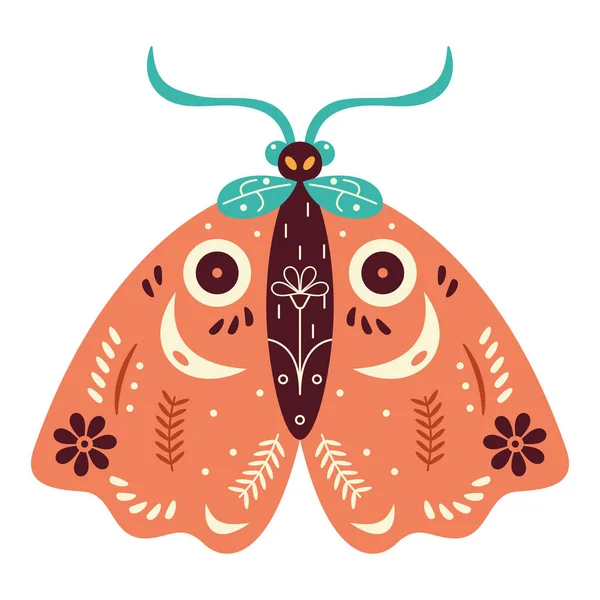 Mariposa Aislada Color Neutro Con Patrones Vector Ilustración — Archivo Imágenes Vectoriales
