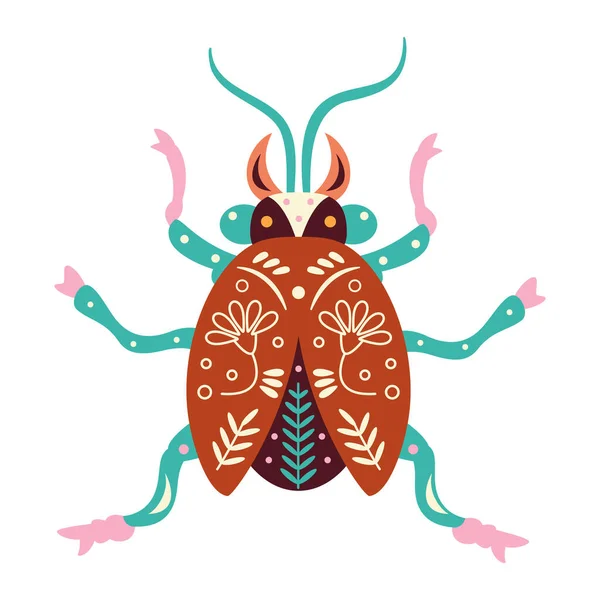 パターンと分離された中性色のてんとう虫ベクトルイラスト — ストックベクタ
