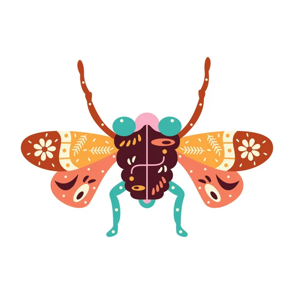 Bug Mouche Couleur Neutre Isolé Avec Motifs Illustration Vectorielle — Image vectorielle