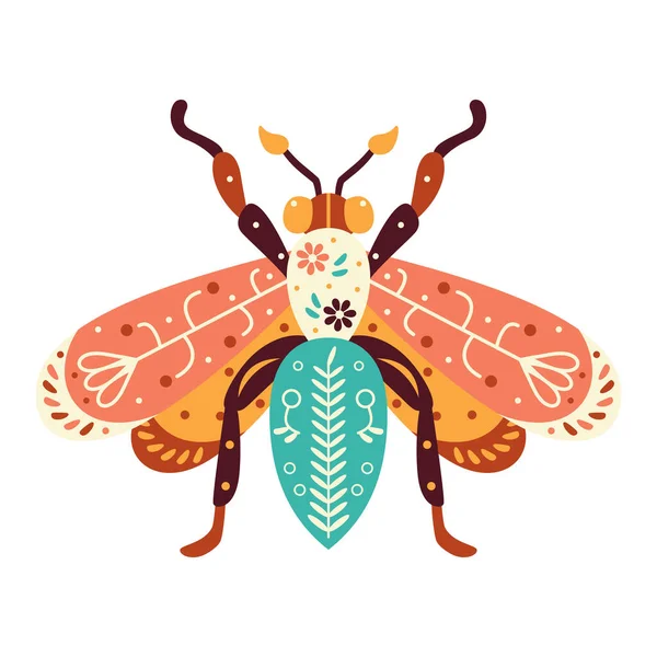 Insecto Aislado Avispa Color Neutro Con Patrones Vector Ilustración — Archivo Imágenes Vectoriales