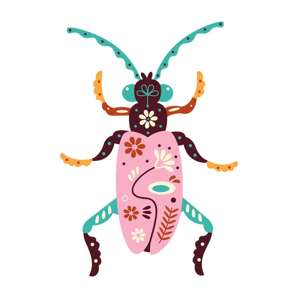 Isolated Neutral Colored Cockroach Bug Patterns Vector Illustration — Stock Vector