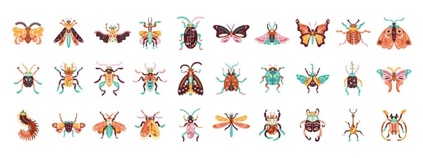 Conjunto Diferentes Ícones Bug Ilustração Vetorial — Vetor de Stock