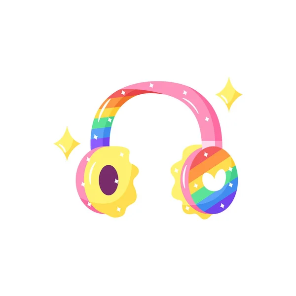 Isolated Colored Headphones Lgbt Pride Icon Vector Illustration — Stock Vector