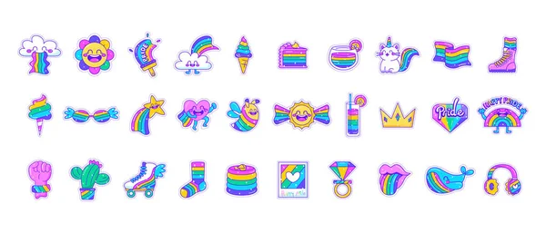 Conjunto Ícones Diferentes Lgbt Orgulho Esboço Ilustração Vetorial — Vetor de Stock