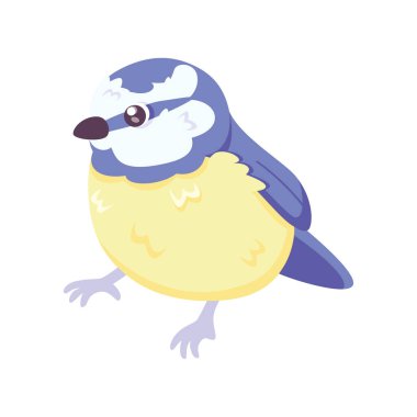 İzole edilmiş şirin kuş simgesi Hayvan Vektörü illüstrasyonu