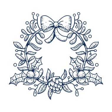 Cartoon Cute Christmas Wreath Illustration Isolated