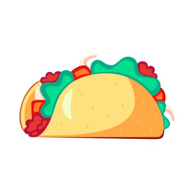 Cartoon Cute Mexican Taco llustration Isolated