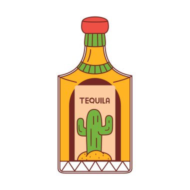Cartoon Cute Mexican Tequila llustration Isolated