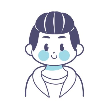 Cartoon Cute Kawaii Kid Face Isolated