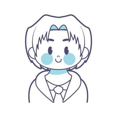 Cartoon Cute Kawaii Kid Face Isolated