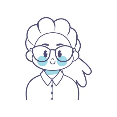 Cartoon Cute Kawaii Kid Face Isolated