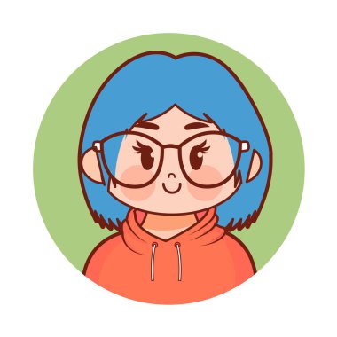 Cartoon Cute Kawaii Kid Face Isolated