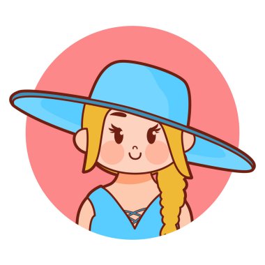 Cartoon Cute Kawaii Kid Face Isolated