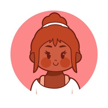 Cartoon Cute Kawaii Kid Face Isolated