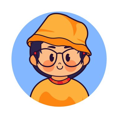 Cartoon Cute Kawaii Kid Face Isolated