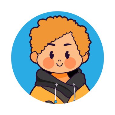 Cartoon Cute Kawaii Kid Face Isolated