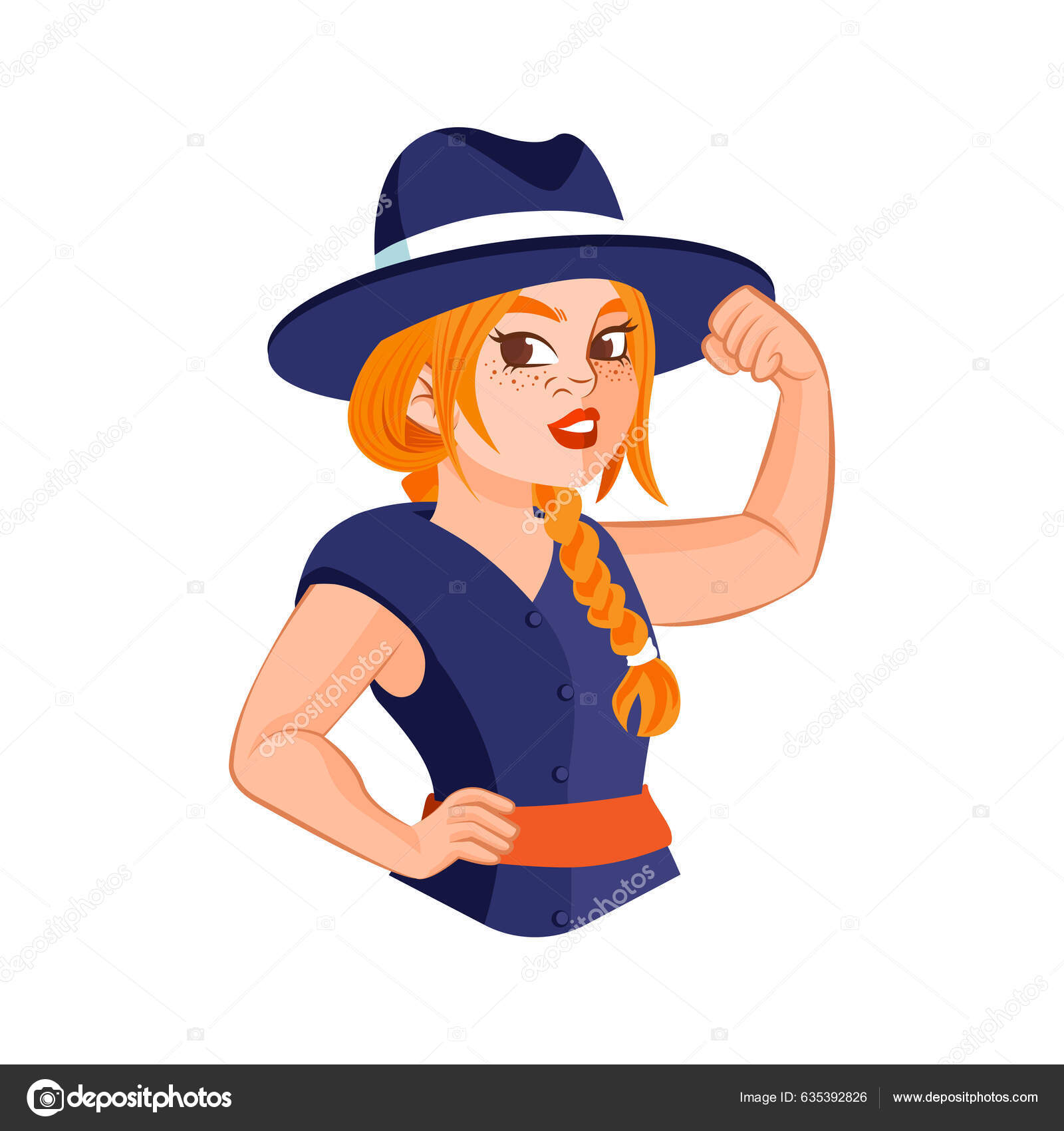 Cartoon Cute Strong Female Character Isolated Stock Vector Image by