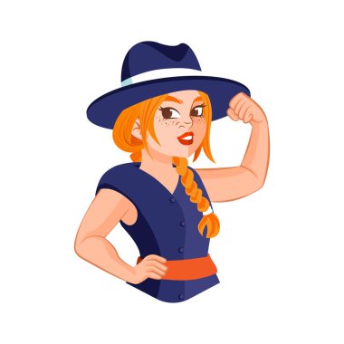 Cartoon Cute Strong Female Character Isolated