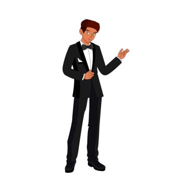 Cartoon Cute Character Wedding Dress Couple Isolated