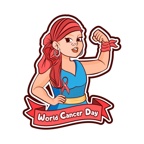 Cartoon Cute Character World Cancer Day — Stock Vector