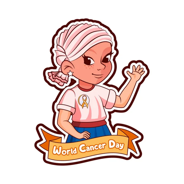 Cartoon Cute Character World Cancer Day — 스톡 벡터